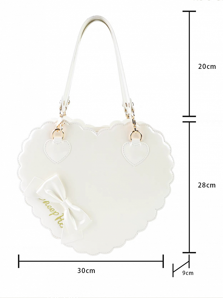 White Decor Fashion S/L - Style Lolita Heart Size Sweet Bow for with Bag