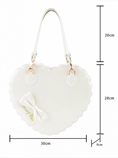 White Decor Fashion S/L - Style Lolita Heart Size Sweet Bow for with Bag