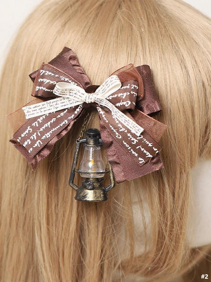 Brown Lolita Options White Sweet 5 Hairclip Bowknot