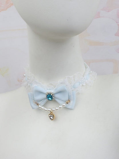 Pearl Color Options Jirai Lace Chain Kei Choker 4 Bowknot