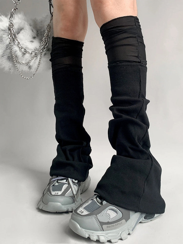 Flared Mesh-Paneled Leg Warmers