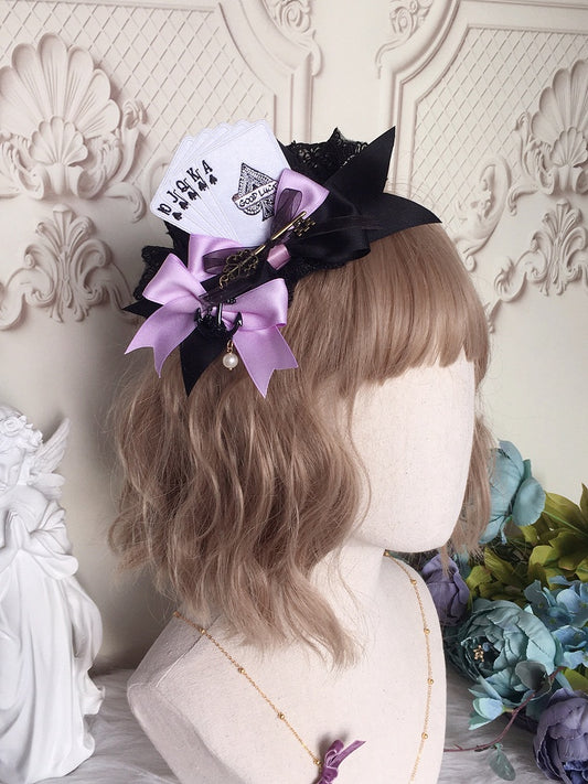 Mini Hat Lolita Sweet Poker Purple Black