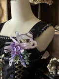 Flower Embroidery Purple Brooch Teapot +