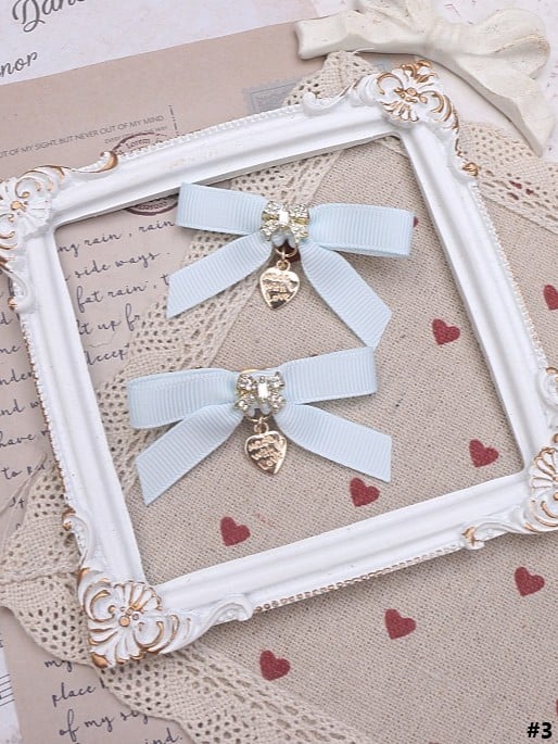9 Kei Charm Bowknot Options Color Heart Hairclip Jirai