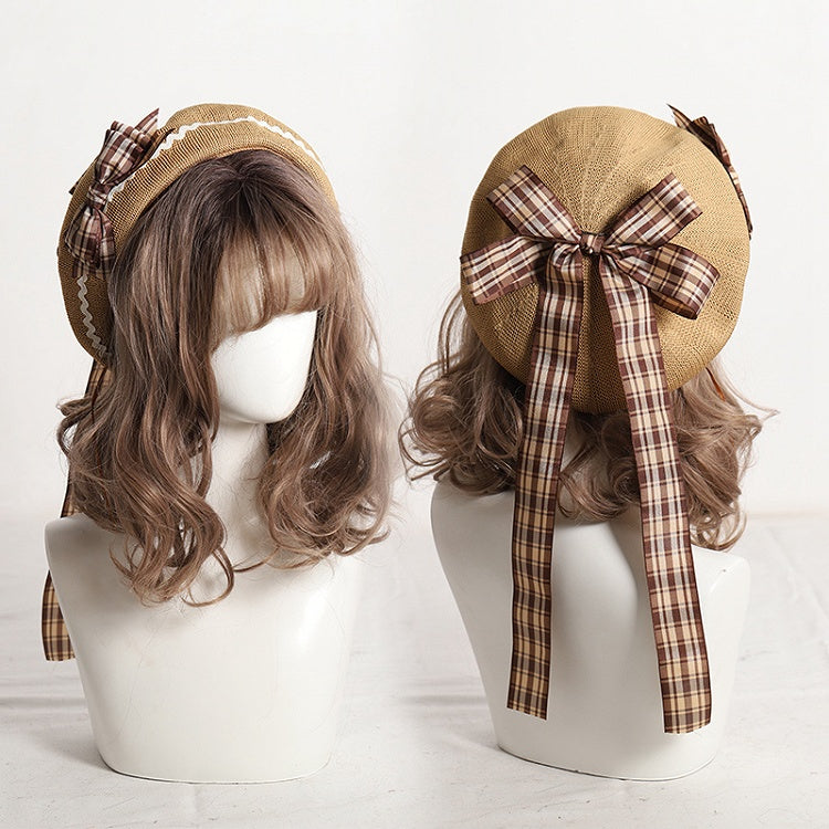Options Color Bow Ribbon 5 Long Beret Plaid