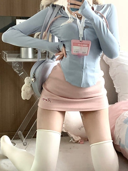 Pink Lined Bodycon Mini Skirt - Flattering Fit