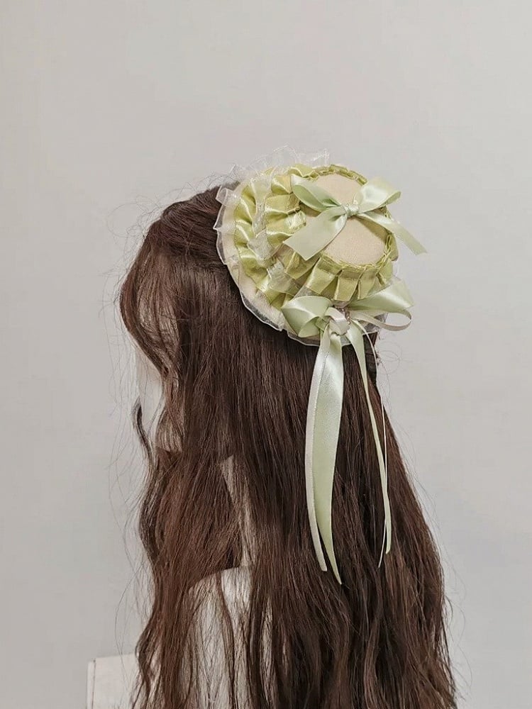 Multicolor Lace Trim Mini Hat with Bow Rhinestone - Ye Cheng Hair Accessory