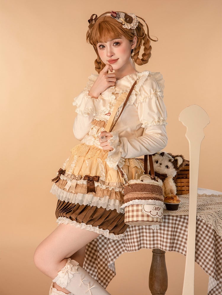 Strawberry Overall Lolita Embroidery Bodice Yellow Hem Sweet Cake Skirt Cupcake