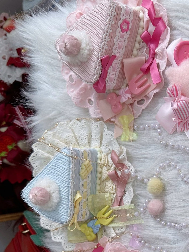Clips With Mini Cake Triangle Sweet Blue/Pink Hat Lolita