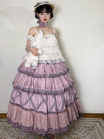 Teddy Lolita Purple Pink Embroidery Skirt Details House Fashion