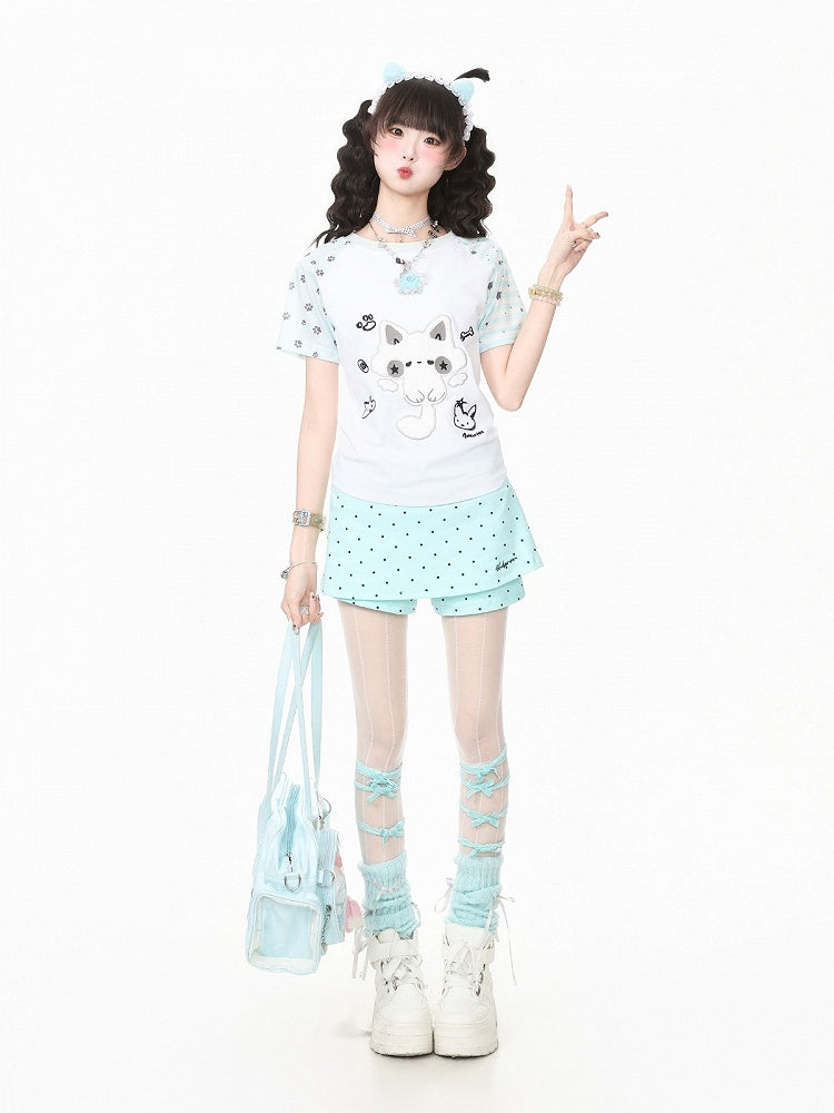 Mint Green Polka Dot Skort - Languid Park