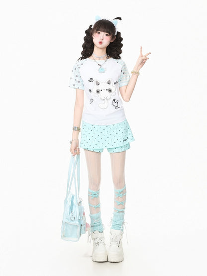 Mint Green Polka Dot Skort - Languid Park