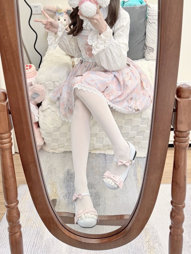 Toe Blue - Edging Elegant Design Lolita Shoes Low-heel/Mid-heel with Lace Round