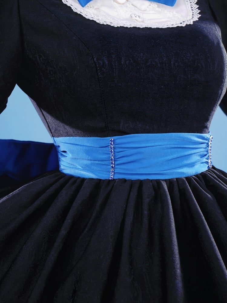 Höschen und Strumpf mit Strumpfhalter – Anarchy Schwarzes Kleid im Lolita-Stil, Cosplay-Kostüm