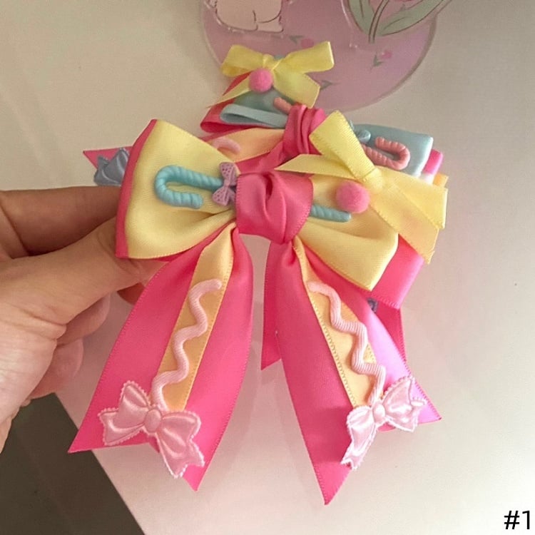 Options Available 2 Ribbon Hairclip Color Lolita Dreamy Bowknot Candy-Colored -