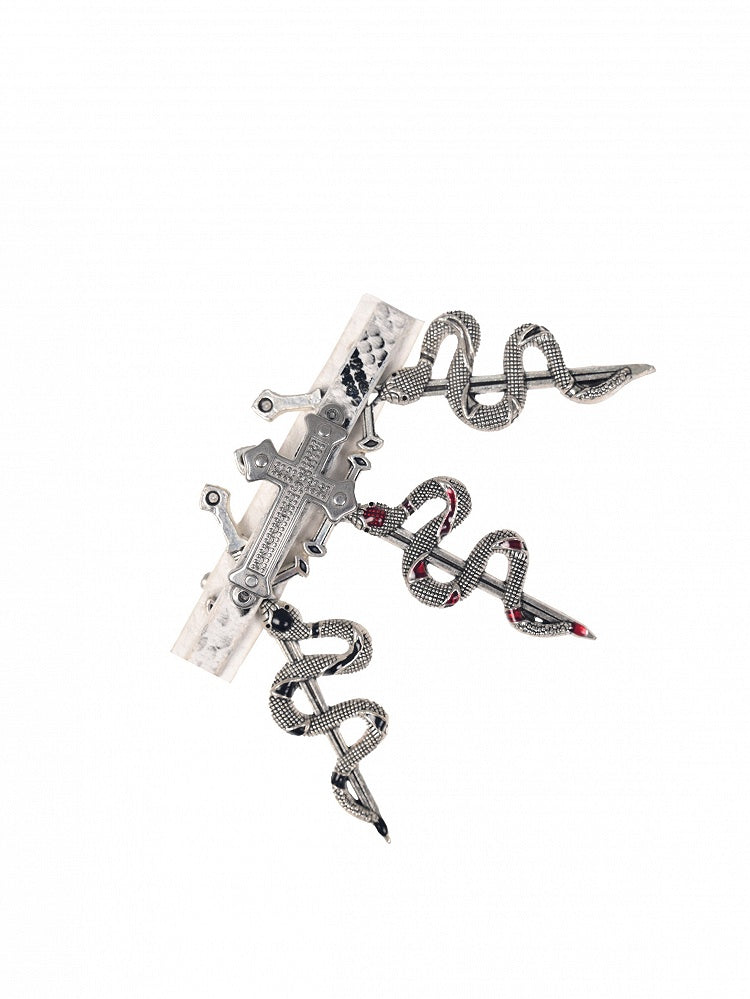 Metal Snake Clip Cross Hair Gothic