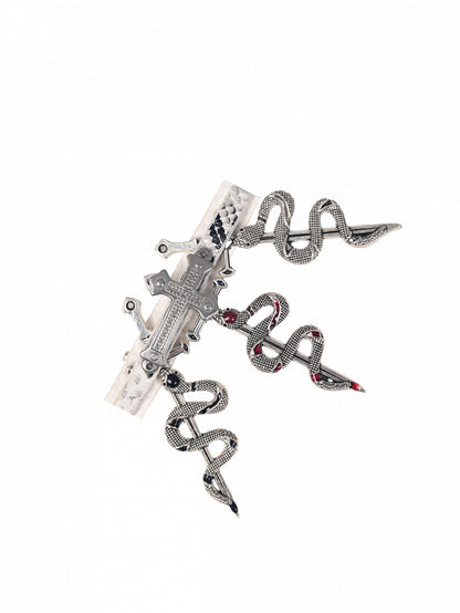 Metal Snake Clip Cross Hair Gothic