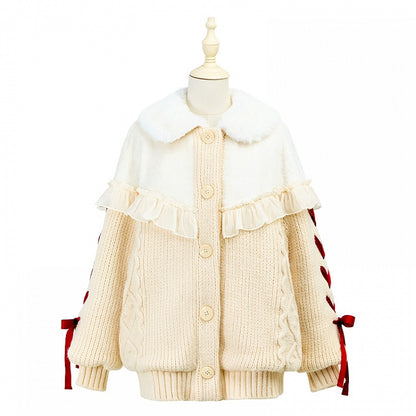 Plüsch-Cardigan, cremefarben, winterweiß, gemütlicher Kragenpullover