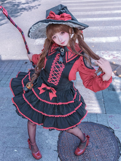 Charm with Red Heart Halloween Hat Witch Black