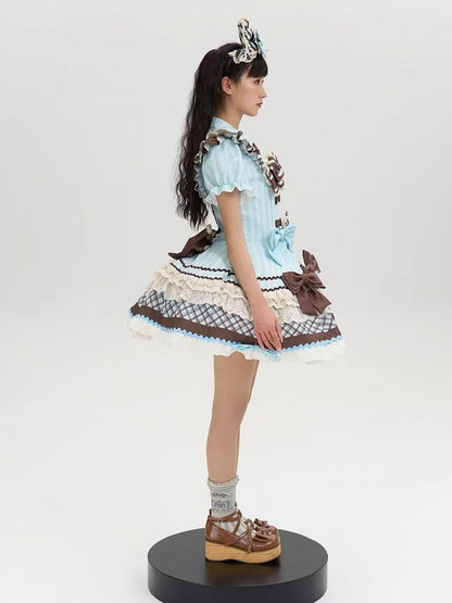 Details Kawaii Puff Theme JSK Dress Sleeves at with Chocolate Bowknot Back Lolita -