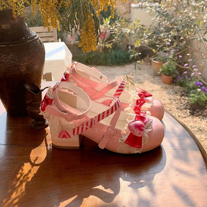 Jane Mary Sweet Lolita Shoes Strawberry Raspberry Cake Pink