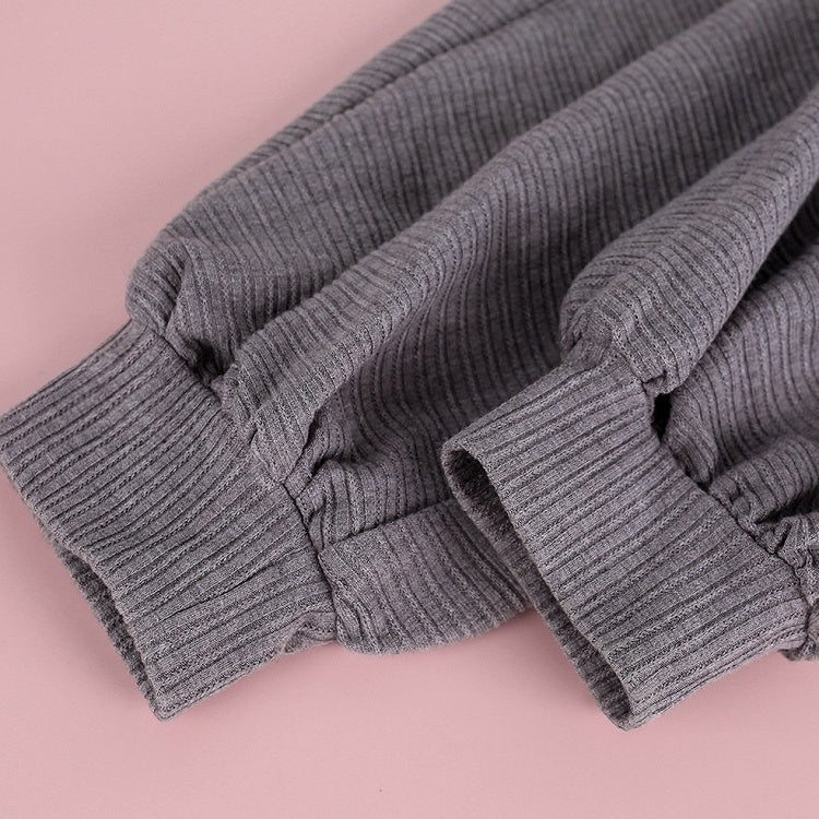 Gray Off-Shoulder Long-Sleeve Top with Big Bow Detail - serendipity