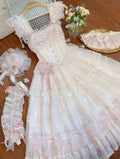 Waist Embrodery Basque Jumper Pink Princess Sakura Skirt Blossom Cherry Lolita