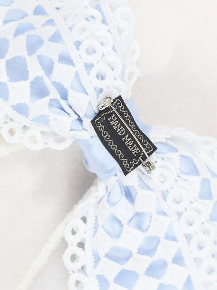 Detachable Bow Beret Alice Sweet Blue Lolita White with