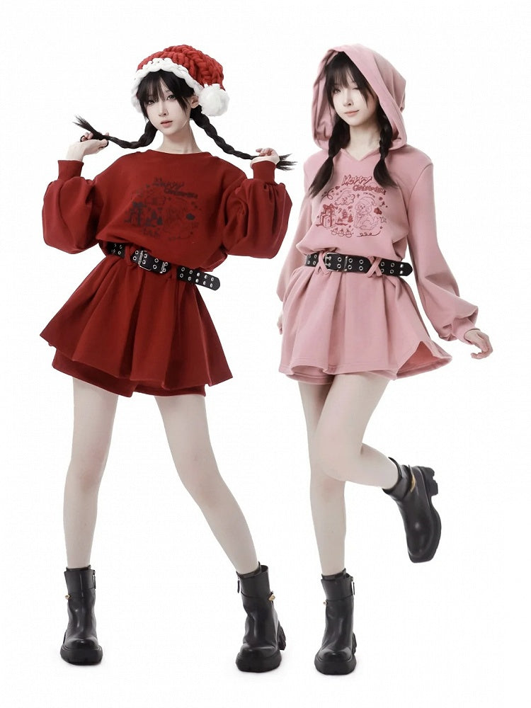 Rotes Weihnachtswelpenkleid mit roten Shorts