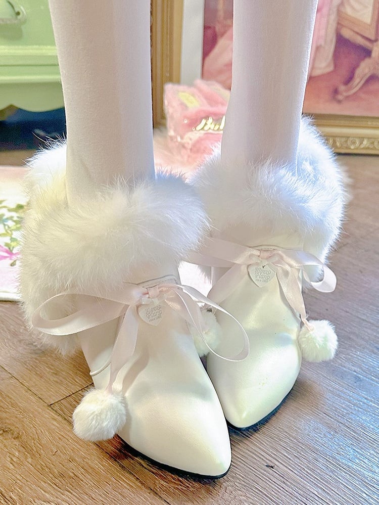 with Ankle Lolita White Elegant Platform Boots Accents Bow