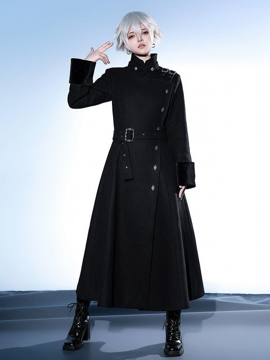黒王子ロリータスタンドカラーハイネックウールコート