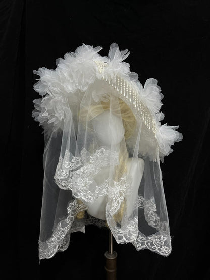 Gothic Lace Hat with Beaded Tassel - Custom Made Earrings