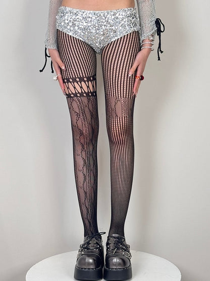 6 Color Tights Asymmetrical Options Y2K Cut-out Design Details
