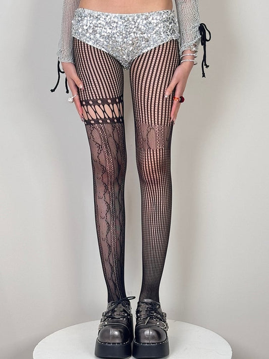 6 Color Tights Asymmetrical Options Y2K Cut-out Design Details