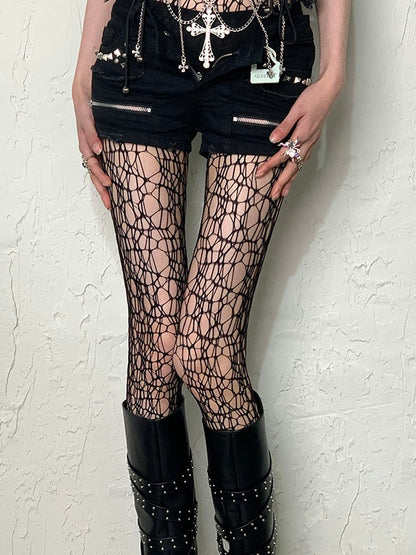 Y2K Asymmetrische Strumpfhose Grau/Weiß/Schwarz/Braun Hohldesign