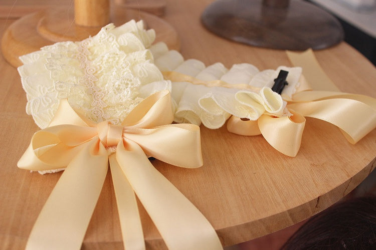 Yellow Lace Hairband Sweet-Style Ruffled