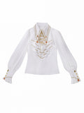 Elegant White Ouji Lolita Jabot Collar Shirt - Xiong Dou Jiang