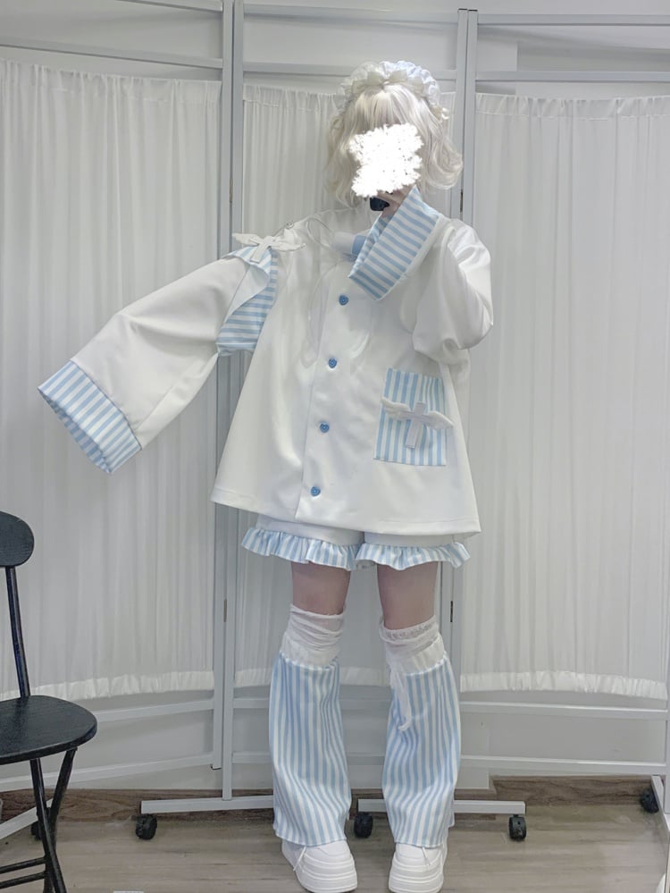 Tenshi Kaiwai White & Blue Stripe Yami Kawaii Full Set