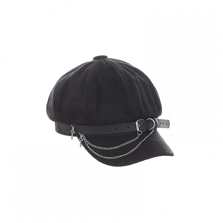Cross with Style and Decor Chain Punk Black Beret