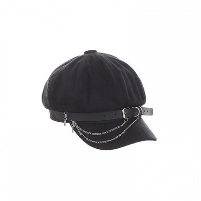 Cross with Style and Decor Chain Punk Black Beret