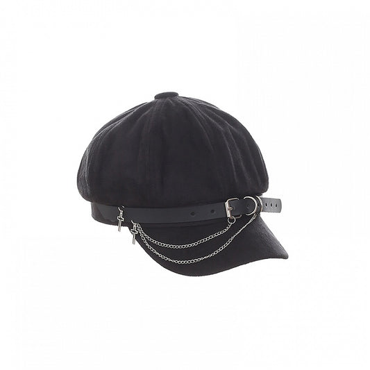 Cross with Style and Decor Chain Punk Black Beret