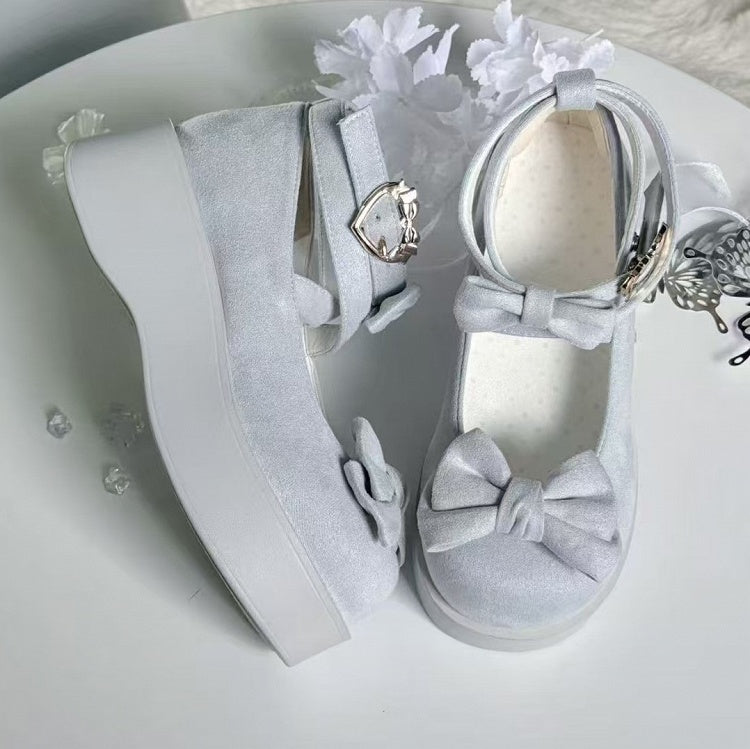 Heart Platforms Blue Snap Crossed Lolita Light with Sweet Straps