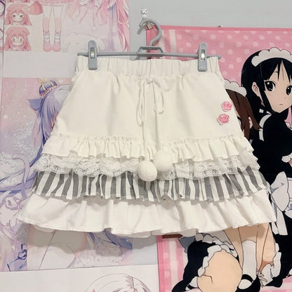 and Paw with Lace Cat Trim White Patches Skirt Tiered