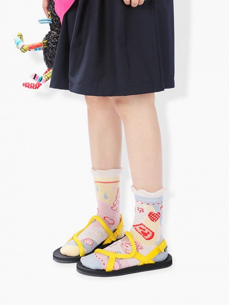 Manschettenoptionen Bunte Lolita Süße Socken Kalb 4 Rüschen