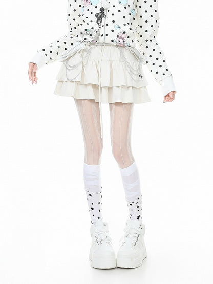 White Tiered Ruffle Skirt with Embroidery - Languid Park