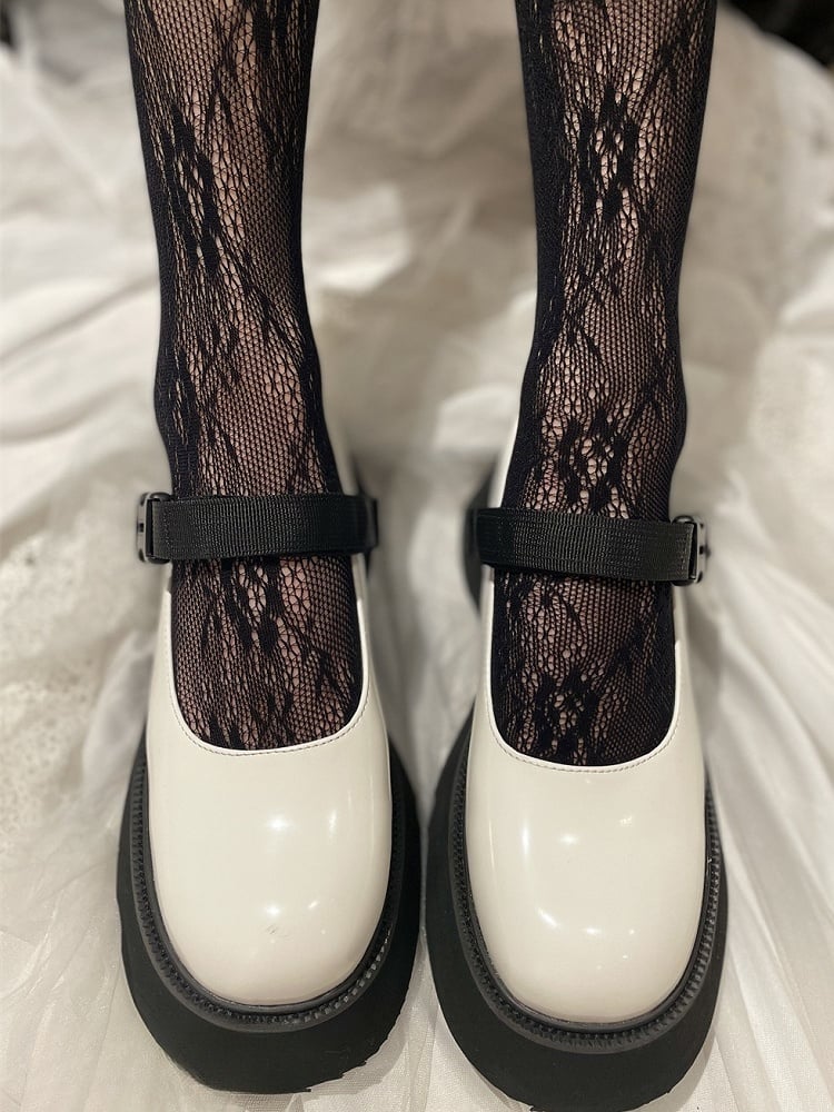 Black/White Lolita Floral Pattern Lace Tights