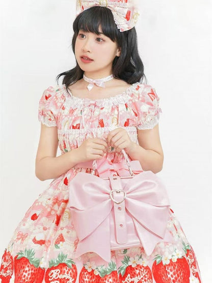 Bowknot Pink Large Backpack PU