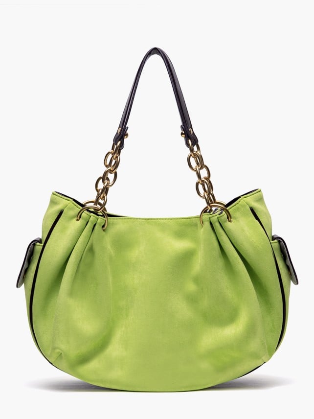 Vintage Green Gothic Lettering Embroidered Tote Bag with Chain Strap