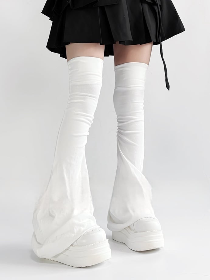 with Black/Grey/White Leg in Style Warmers Flared Bunched Subculture Drawstring Cuff