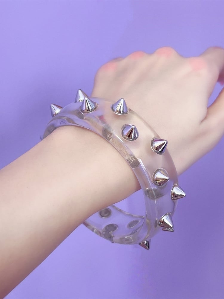 Y2K Black/White/Red/Pink/Transparent Studs Bracelet Punk
